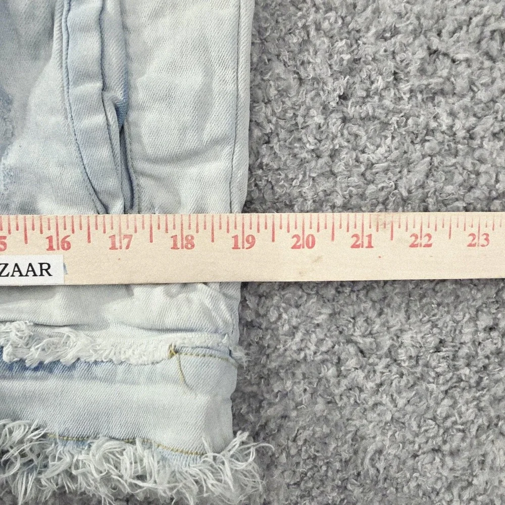 Vtg Focus Distressed Denim Medium Jacket Y2K Frayed Hem Womens Grunge Ripped 90s